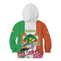 Niger Black-Crowned Crane Kid Hoodie Coat Of Arms - Kente Pattern - Wonder Print Shop