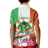 Niger Black-Crowned Crane Kid Polo Shirt Coat Of Arms - Kente Pattern - Wonder Print Shop