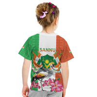 Niger Black-Crowned Crane Kid T Shirt Coat Of Arms - Kente Pattern - Wonder Print Shop