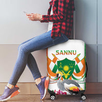 Niger Black-Crowned Crane Luggage Cover Coat Of Arms - Kente Pattern - Wonder Print Shop