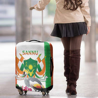 Niger Black-Crowned Crane Luggage Cover Coat Of Arms - Kente Pattern - Wonder Print Shop