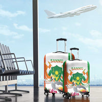 Niger Black-Crowned Crane Luggage Cover Coat Of Arms - Kente Pattern - Wonder Print Shop