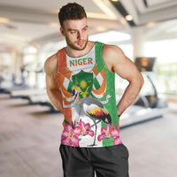 Niger Black-Crowned Crane Men Tank Top Coat Of Arms - Kente Pattern - Wonder Print Shop