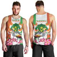 Niger Black-Crowned Crane Men Tank Top Coat Of Arms - Kente Pattern - Wonder Print Shop