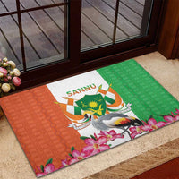 Niger Black-Crowned Crane Rubber Doormat Coat Of Arms - Kente Pattern - Wonder Print Shop