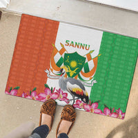 Niger Black-Crowned Crane Rubber Doormat Coat Of Arms - Kente Pattern - Wonder Print Shop