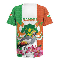 Niger Black-Crowned Crane Rugby Jersey Coat Of Arms - Kente Pattern - Wonder Print Shop