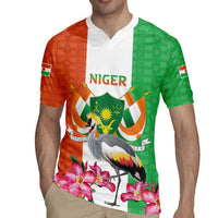 Niger Black-Crowned Crane Rugby Jersey Coat Of Arms - Kente Pattern - Wonder Print Shop