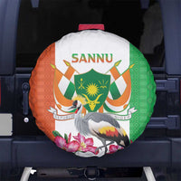 Niger Black-Crowned Crane Spare Tire Cover Coat Of Arms - Kente Pattern - Wonder Print Shop