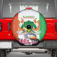 Niger Black-Crowned Crane Spare Tire Cover Coat Of Arms - Kente Pattern - Wonder Print Shop