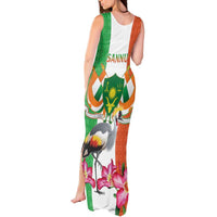 Niger Black-Crowned Crane Tank Maxi Dress Coat Of Arms - Kente Pattern - Wonder Print Shop