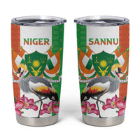 Niger Black-Crowned Crane Tumbler Cup Coat Of Arms - Kente Pattern - Wonder Print Shop