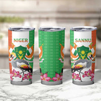 Niger Black-Crowned Crane Tumbler Cup Coat Of Arms - Kente Pattern - Wonder Print Shop