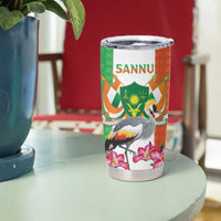 Niger Black-Crowned Crane Tumbler Cup Coat Of Arms - Kente Pattern - Wonder Print Shop