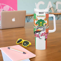 Niger Black-Crowned Crane Tumbler With Handle Coat Of Arms - Kente Pattern - Wonder Print Shop