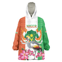 Niger Black-Crowned Crane Wearable Blanket Hoodie Coat Of Arms - Kente Pattern - Wonder Print Shop