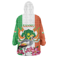 Niger Black-Crowned Crane Wearable Blanket Hoodie Coat Of Arms - Kente Pattern - Wonder Print Shop