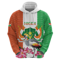 Niger Black-Crowned Crane Zip Hoodie Coat Of Arms - Kente Pattern - Wonder Print Shop