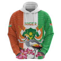 Niger Black-Crowned Crane Zip Hoodie Coat Of Arms - Kente Pattern - Wonder Print Shop
