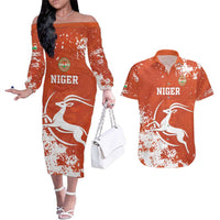 Custom Niger Football Couples Matching Off The Shoulder Long Sleeve Dress and Hawaiian Shirt Go Menas - Wonder Print Shop