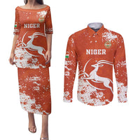 Custom Niger Football Couples Matching Puletasi and Long Sleeve Button Shirt Go Menas - Wonder Print Shop