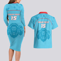 Custom South Africa Pretoria Cricket Couples Matching Long Sleeve Bodycon Dress and Hawaiian Shirt Roar Saam More - This Is Pretoria - Wonder Print Shop