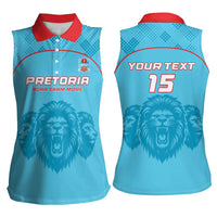Custom South Africa Pretoria Cricket Women Sleeveless Polo Shirt Roar Saam More - This Is Pretoria - Wonder Print Shop
