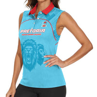 Custom South Africa Pretoria Cricket Women Sleeveless Polo Shirt Roar Saam More - This Is Pretoria - Wonder Print Shop