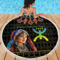 Happy Amazigh New Year Beach Blanket With Women Amazigh - Berber Pattern - Wonder Print Shop