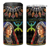 Happy Amazigh New Year 4 in 1 Can Cooler Tumbler With Women Amazigh - Berber Pattern - Wonder Print Shop