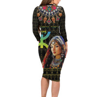 Happy Amazigh New Year Family Matching Long Sleeve Bodycon Dress and Hawaiian Shirt With Women Amazigh - Berber Pattern - Wonder Print Shop