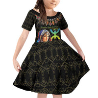 Happy Amazigh New Year Family Matching Off Shoulder Short Dress and Hawaiian Shirt With Women Amazigh - Berber Pattern - Wonder Print Shop