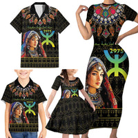 Happy Amazigh New Year Family Matching Short Sleeve Bodycon Dress and Hawaiian Shirt With Women Amazigh - Berber Pattern - Wonder Print Shop