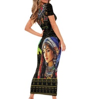 Happy Amazigh New Year Family Matching Short Sleeve Bodycon Dress and Hawaiian Shirt With Women Amazigh - Berber Pattern - Wonder Print Shop