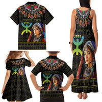 Happy Amazigh New Year Family Matching Tank Maxi Dress and Hawaiian Shirt With Women Amazigh - Berber Pattern - Wonder Print Shop