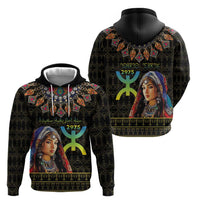 Happy Amazigh New Year Hoodie With Women Amazigh - Berber Pattern - Wonder Print Shop