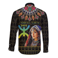 Happy Amazigh New Year Long Sleeve Button Shirt With Women Amazigh - Berber Pattern - Wonder Print Shop