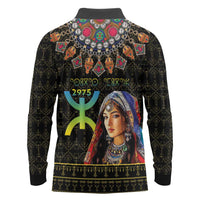 Happy Amazigh New Year Long Sleeve Polo Shirt With Women Amazigh - Berber Pattern - Wonder Print Shop