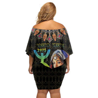 Happy Amazigh New Year Off Shoulder Short Dress With Women Amazigh - Berber Pattern - Wonder Print Shop