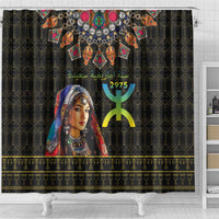 Happy Amazigh New Year Shower Curtain With Women Amazigh - Berber Pattern