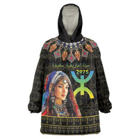 Happy Amazigh New Year Wearable Blanket Hoodie With Women Amazigh - Berber Pattern - Wonder Print Shop