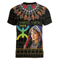 Happy Amazigh New Year Women V-Neck T-Shirt With Women Amazigh - Berber Pattern - Wonder Print Shop