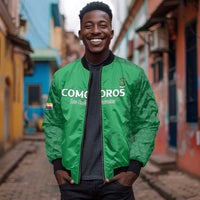 Custom Comoros Football Bomber Jacket Go Champions Green Les Coelacantes - Wonder Print Shop