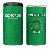 Custom Comoros Football 4 in 1 Can Cooler Tumbler Go Champions Green Les Coelacantes - Wonder Print Shop