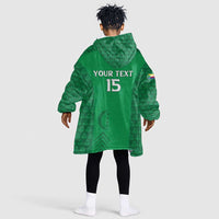 Custom Comoros Football Kid Wearable Blanket Hoodie Go Champions Green Les Coelacantes - Wonder Print Shop