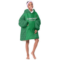 Custom Comoros Football Kid Wearable Blanket Hoodie Go Champions Green Les Coelacantes - Wonder Print Shop