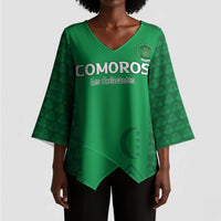 Custom Comoros Football Kimono Sleeve Blouse Go Champions Green Les Coelacantes - Wonder Print Shop