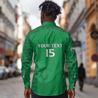 Custom Comoros Football Long Sleeve Button Shirt Go Champions Green Les Coelacantes - Wonder Print Shop