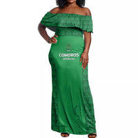 Custom Comoros Football Off Shoulder Maxi Dress Go Champions Green Les Coelacantes - Wonder Print Shop