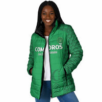 Custom Comoros Football Padded Jacket Go Champions Green Les Coelacantes - Wonder Print Shop